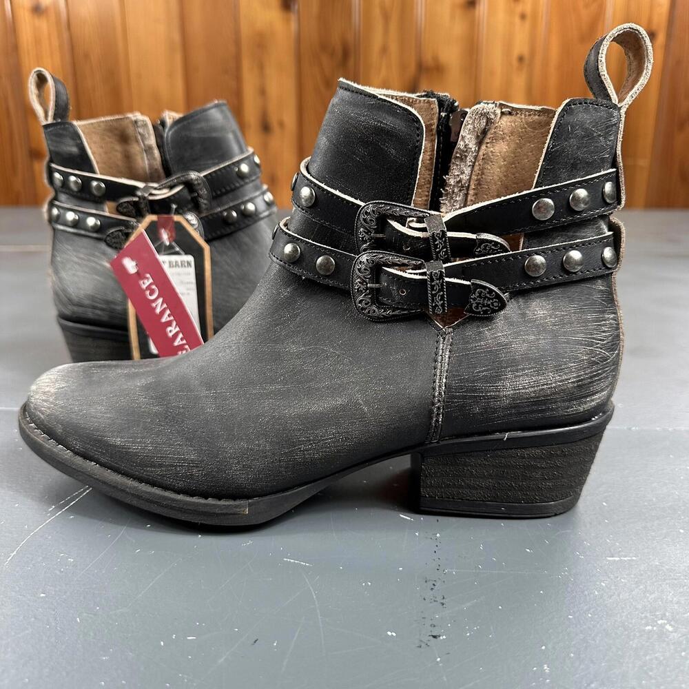 Circle G Black Ankle Boots with Buckle Detail